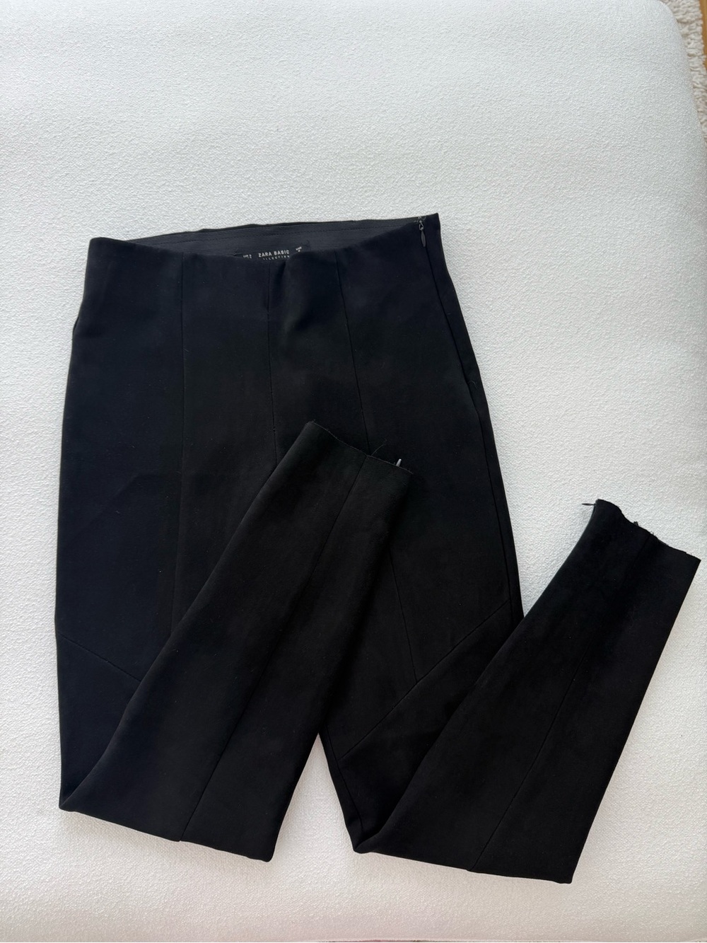 Zara Black Tailored Suede Ponte Leggings